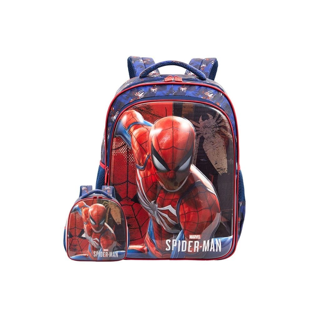 Kit Escolar Mochila De Costas + Lancheira Spider-Man Aranha