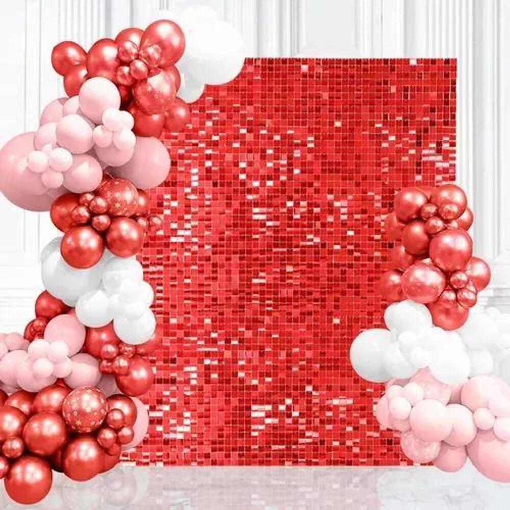 Kit 53 Placas Painel Shimmer Wall Muro Lantejoula Vermelho