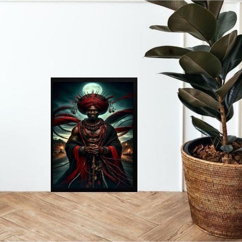 Quadro Candomblé Orixá Bara 45X34Cm - Com Vidro