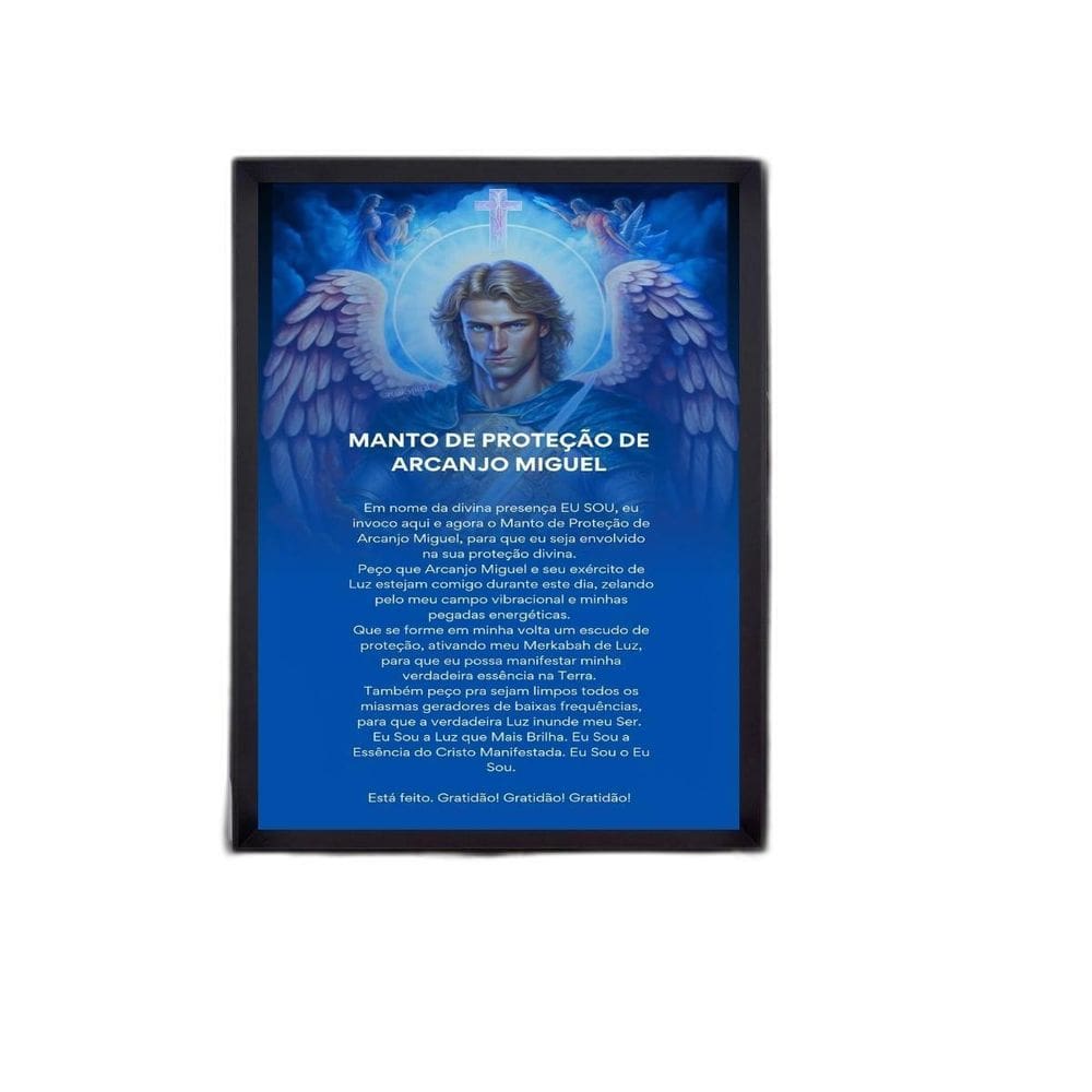 Quadro Manto De Proteção De Arcanjo Miguel 24X18Cm