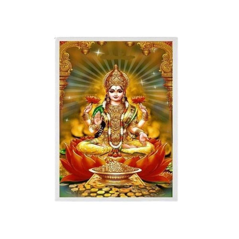 Quadro Deusa Da Riqueza Lakshmi Moldura Branca 33X24Cm