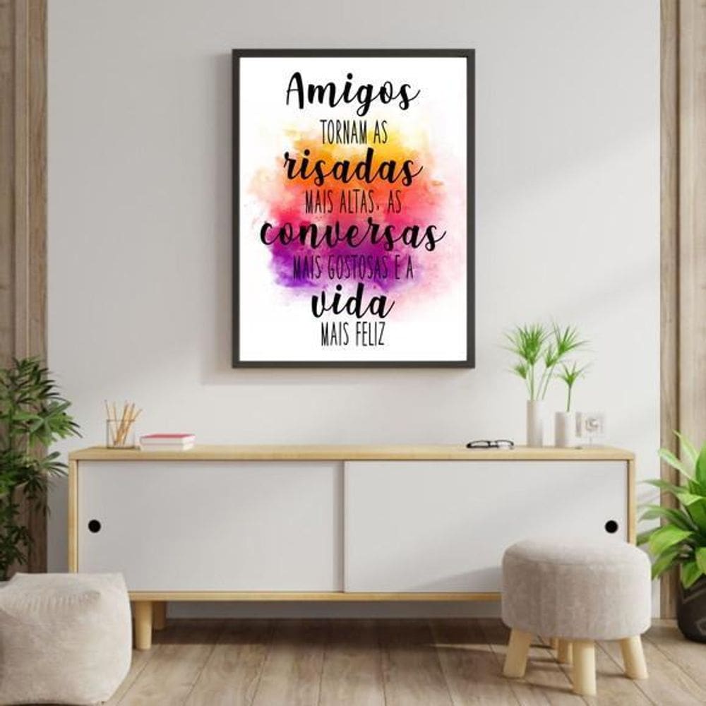 Quadro Amigos Risadas Conversas Vida Moldura Preta 24X18Cm