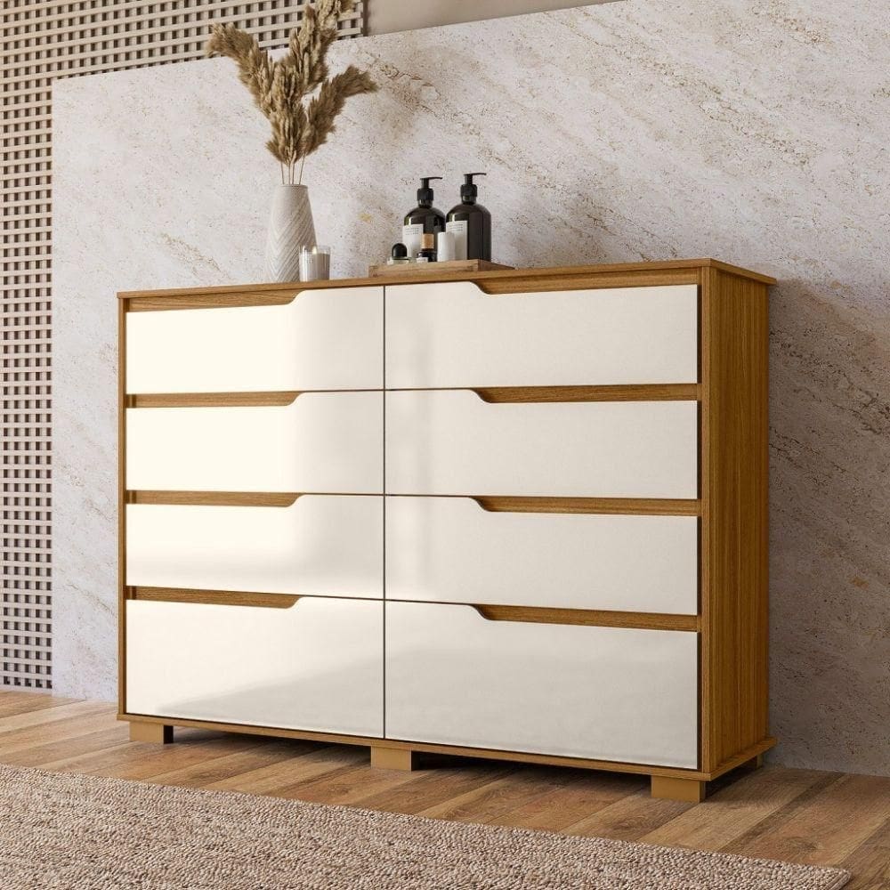 Cômoda Moval Georgia 8 Gavetas Freijo/off White