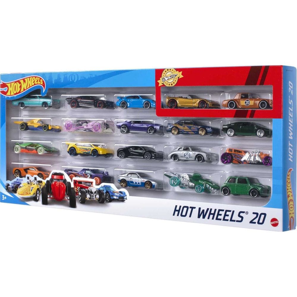 Toy Cars Hot Wheels, pacote com 20 carros esportivos e de corrida em escala 1:64