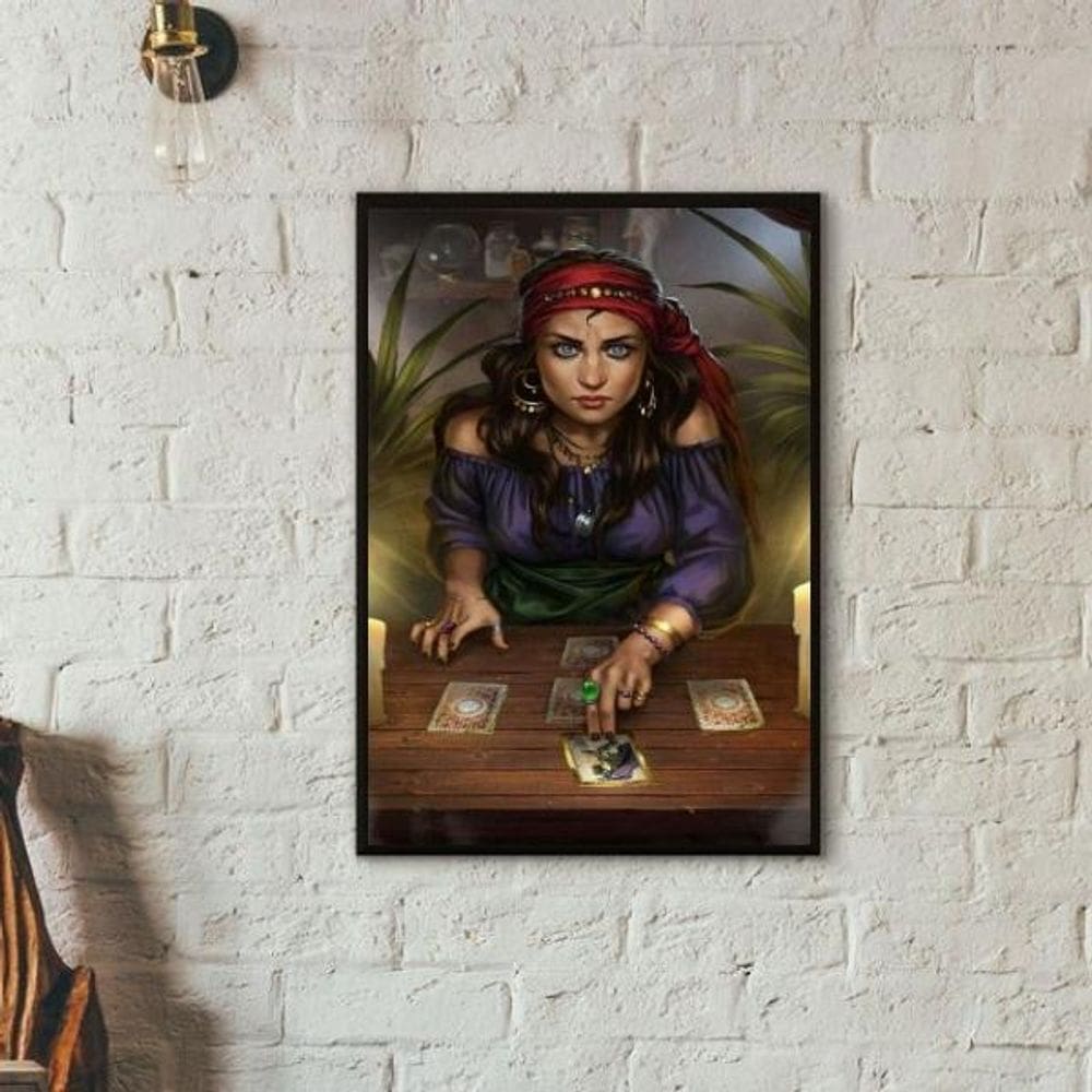 Quadro Decorativo Cartomancia Cigana 45X34Cm - Com Vidro