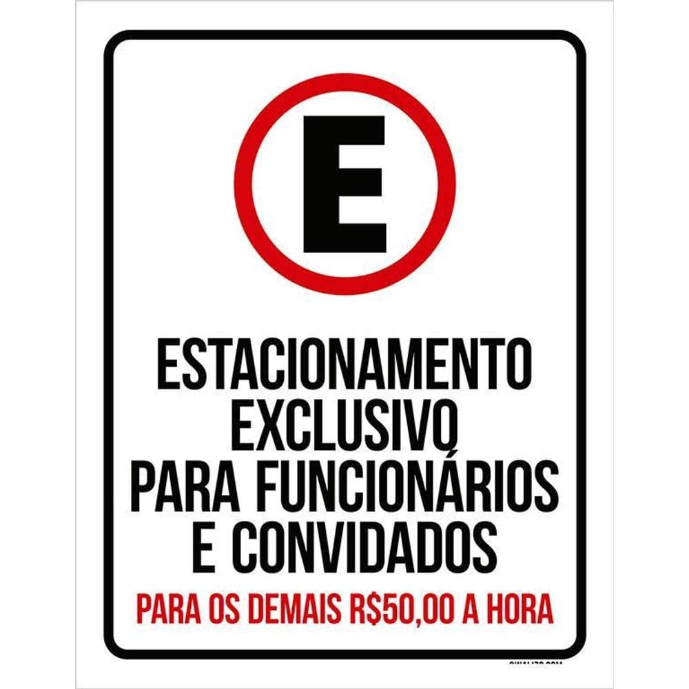 Placa Estacionamento Exclusivo Funcionários Convidado 36X46