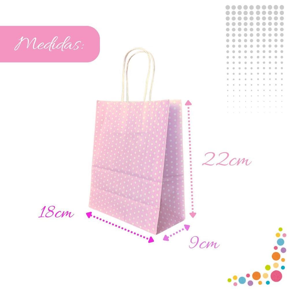 Sacola Papel Kraft Para Presente Produtos Bolinhas 18X9X22Cm