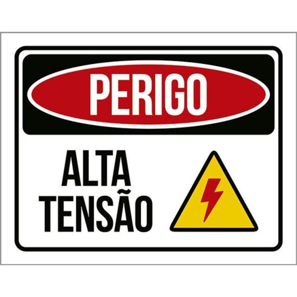 Placa Sinalização - Perigo Alta Tensão Atenção 36X46