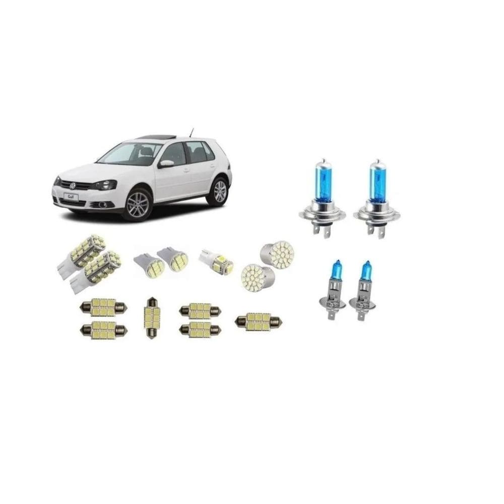 Kit 17 Lampadas Super Brancas Farol + Leds Smd Vw Golf G3 G4