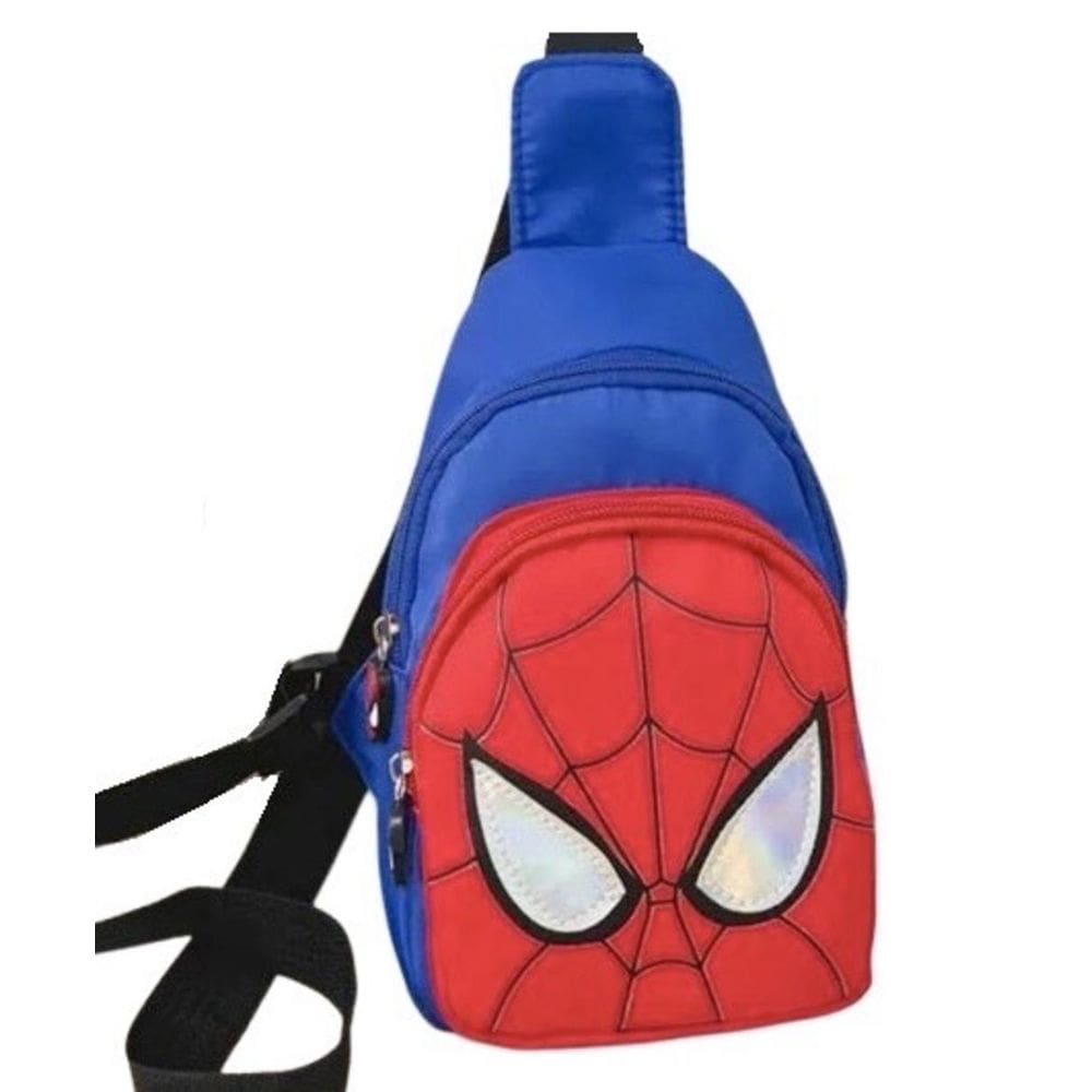 Mochila Infantil Crianças Homem Aranha Pochete Bolsa Azul