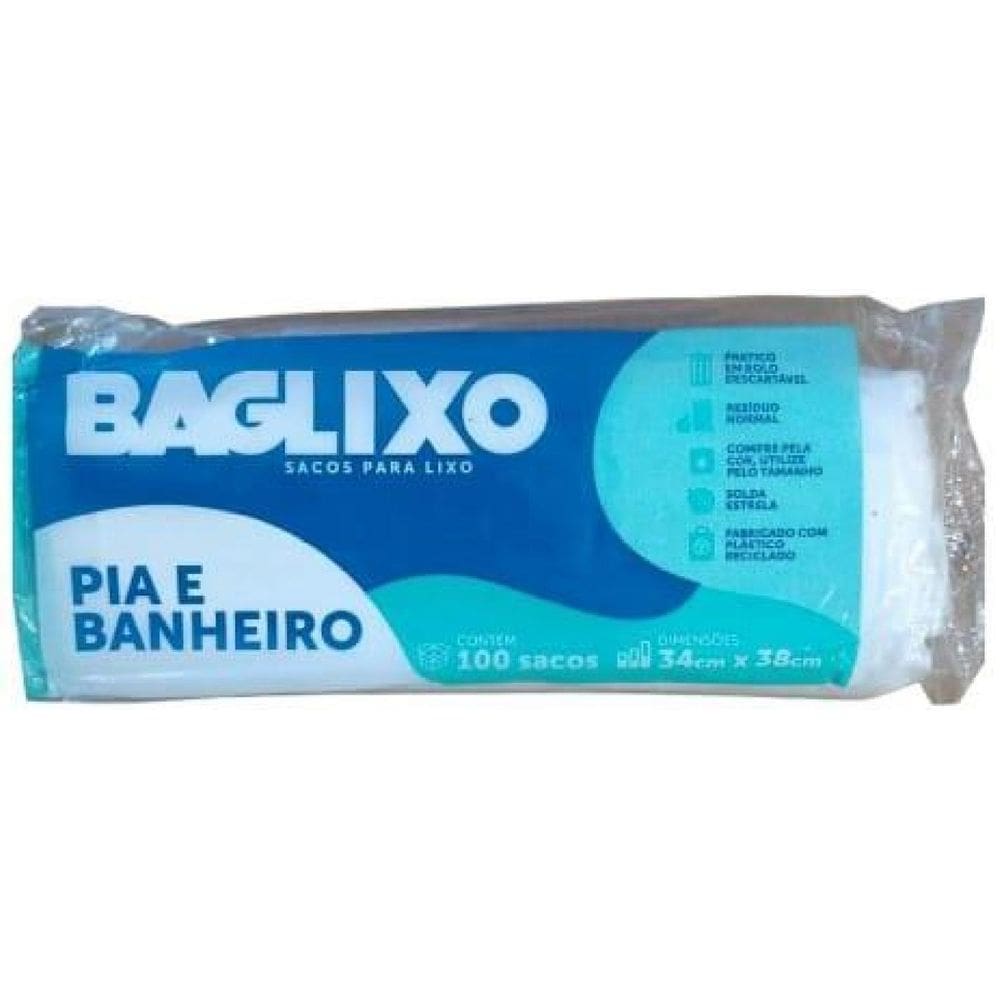 Sacos Para Lixo Branco Pia E Banheiro 34X38Cm 3 Rolos 100Un