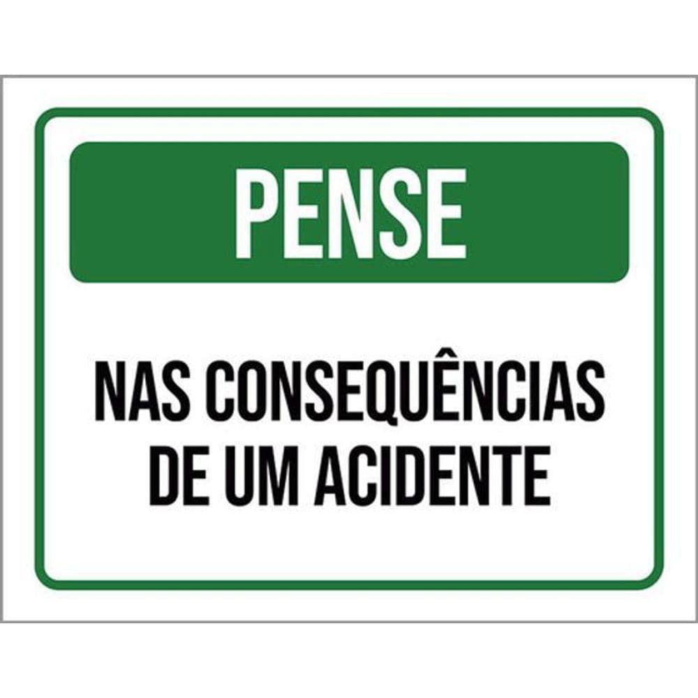 Kit 5 Placas Pense Nas Consequências De Um Acidente