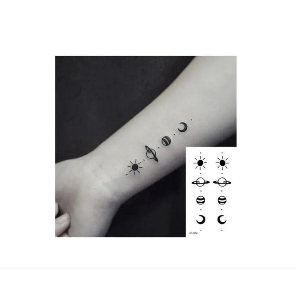 Tatuagem Temporária Delicada Cartela Dedos Rosto Mãos