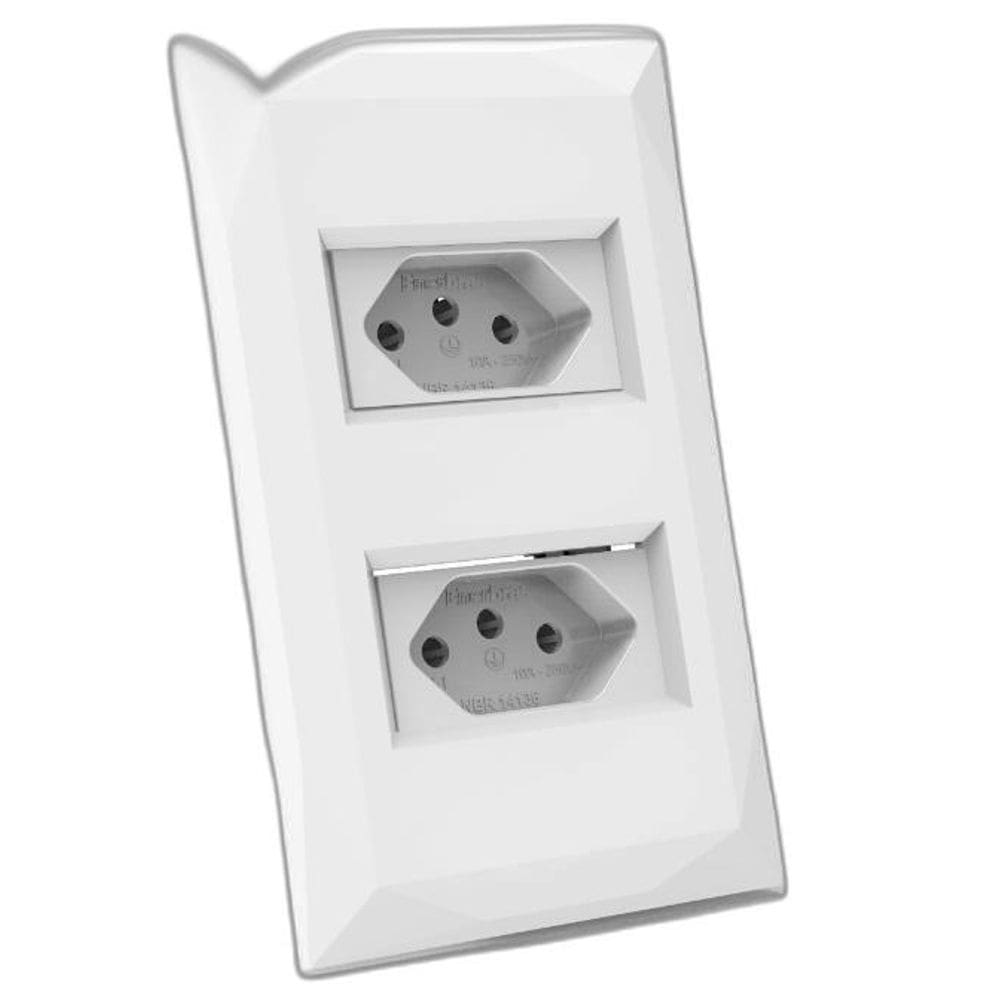 Mt - Cj Tomada Dupla 10A Montado 4X2 - Doha Branco