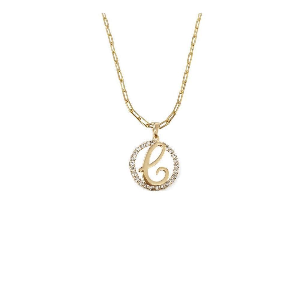 Colar Corrente 45 Cm Feminina Pingente Letra C Banhado Ouro