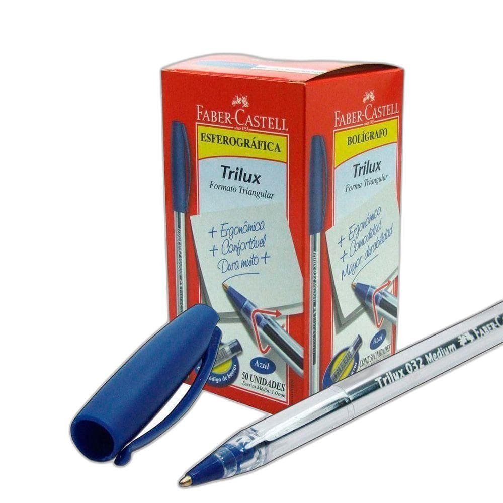 Caneta Esferográfica Trilux Azul 032 Faber-Castell 50 Unida