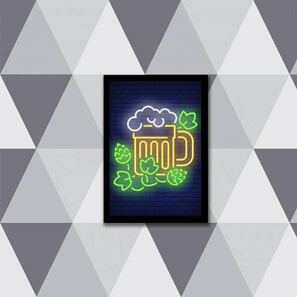 Quadro Decorativo Copo Cerveja Simulando Neon 24X18Cm 002