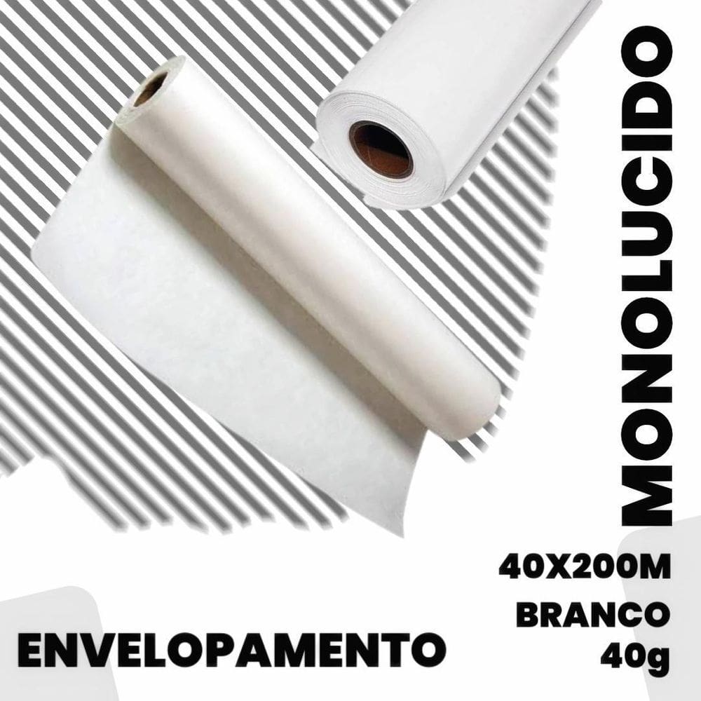 Papel Monolucido Embrulho Branco Envelopamento 40G 40X200