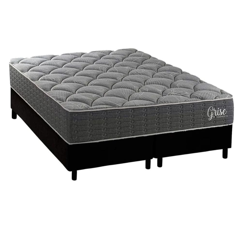 Cama Box NOVO + Colchão Ortopédico Kappesberg D40 Anatômico Grise + Base CRC Corano Black