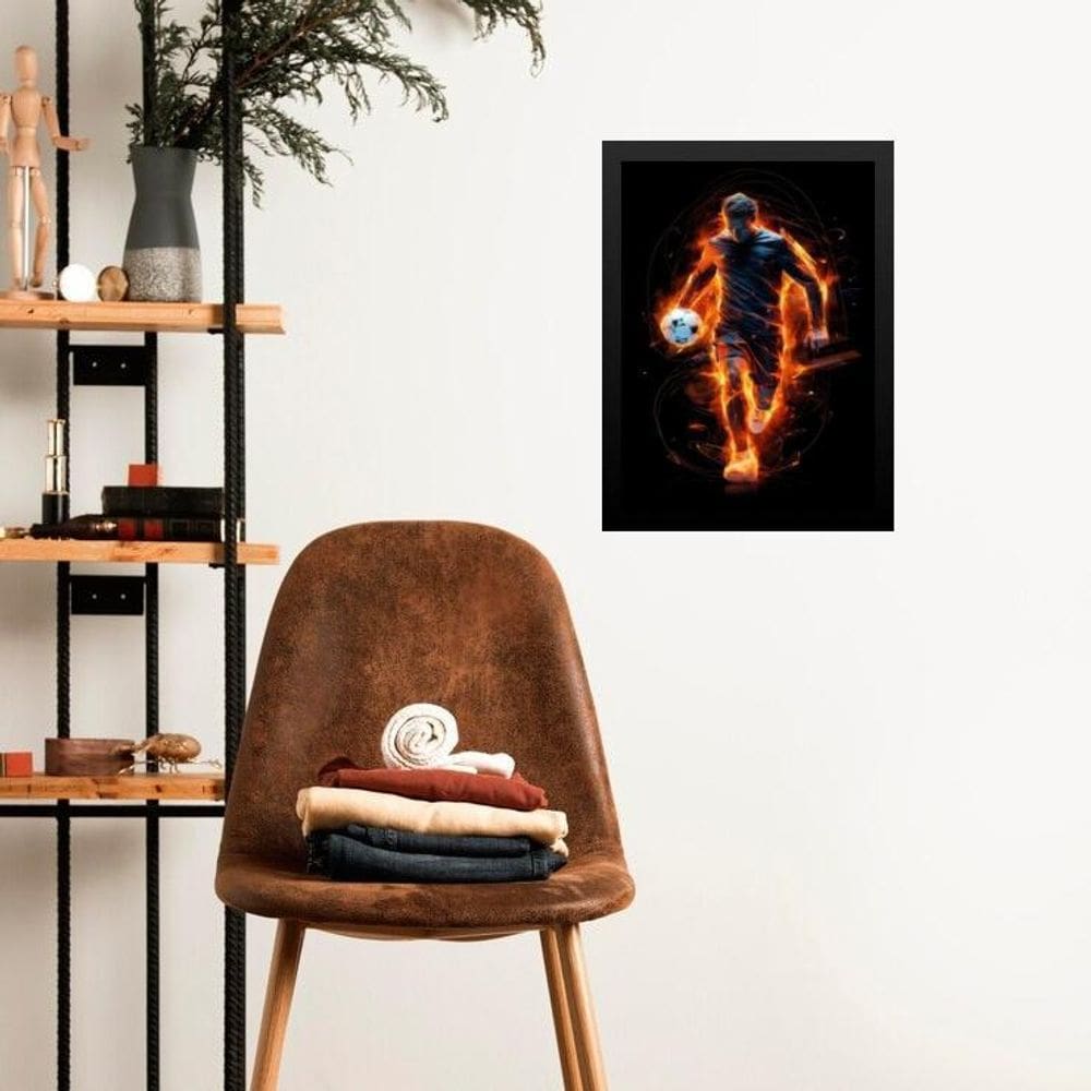 Quadro Gravura Jogador Futebol 45X34Cm - Com Vidro