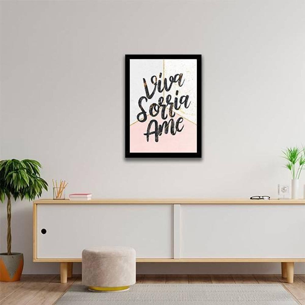 Quadro Viva, Sorria, Ame 24X18Cm - Com Vidro