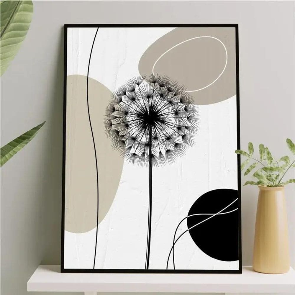 Quadro Dente De Leão - Abstrato 45X34Cm Preta