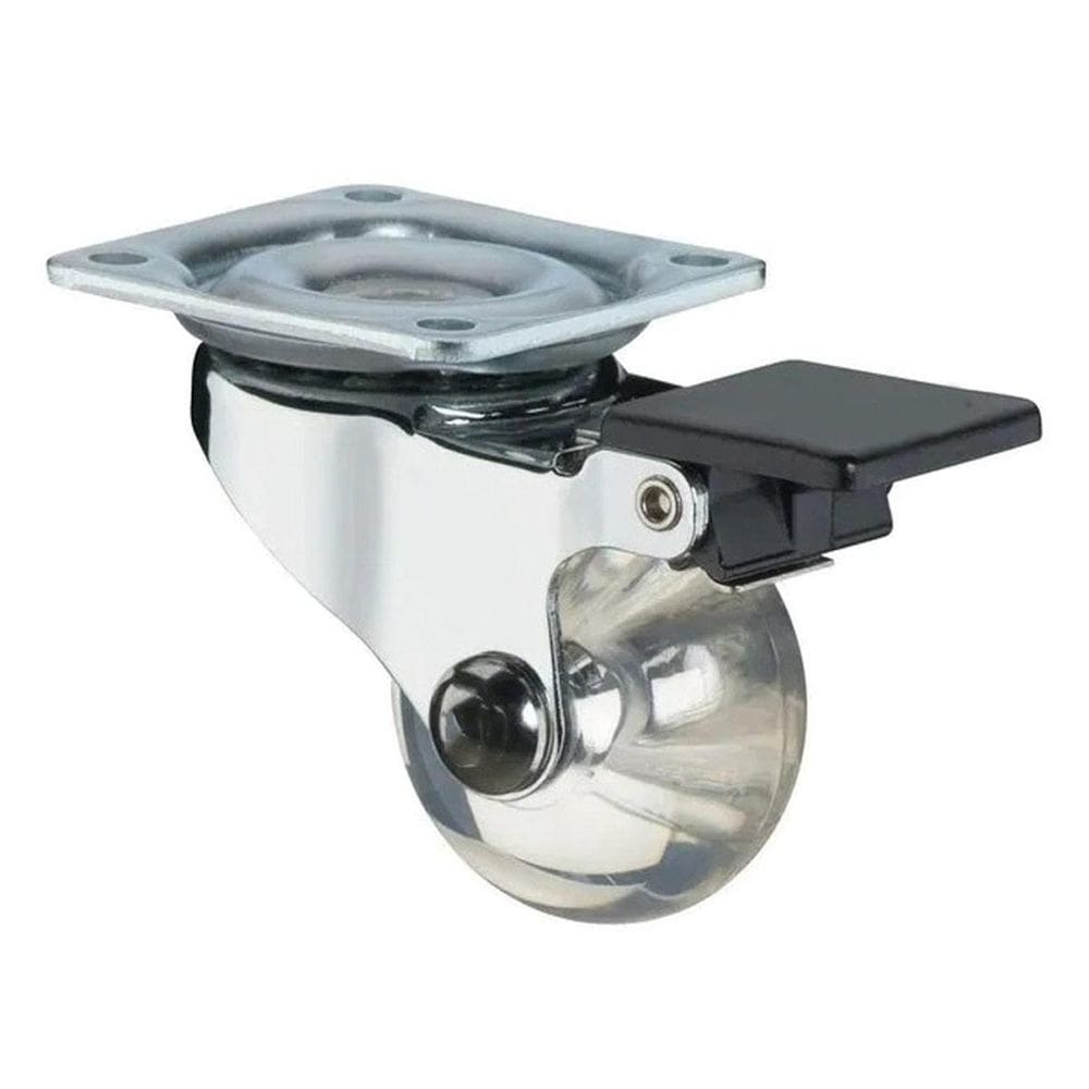 Rodízio De Silicone 35Mm Transparente Giratório Com Freio