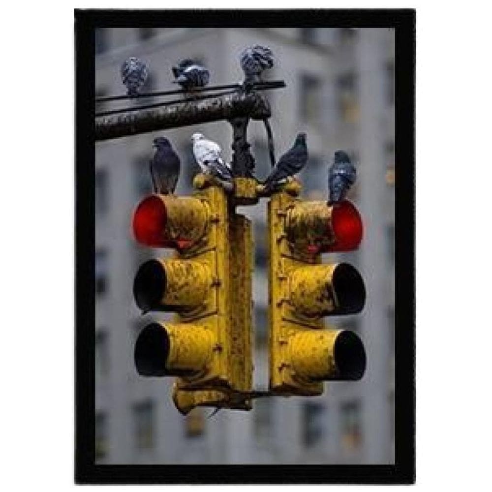 Quadro Decorativo Fotografia Farol De Trânsito Vidro 24X18Cm