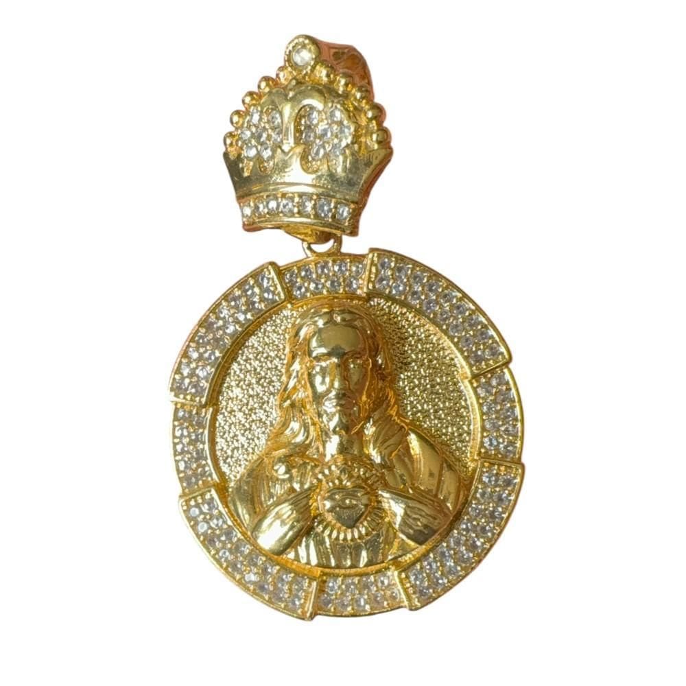 Pingente Jesus Placa Redonda - Banhado A Ouro 18K