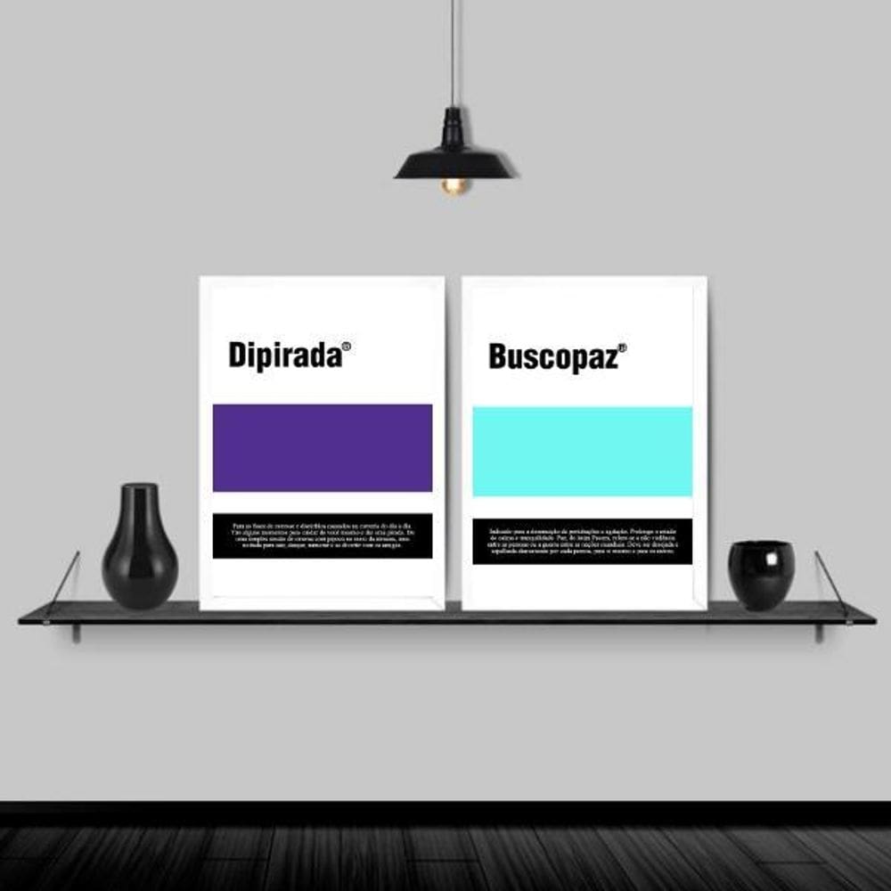 Kit 2 Quadros Remédios Dipirada E Buscopaz 33X24Cm Branca