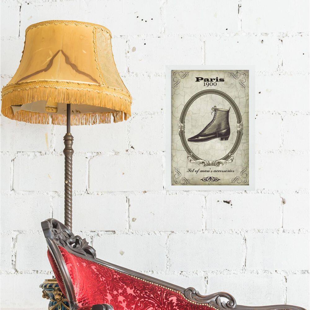 Quadro Vintage Moda Masculina Sapatos 24X18Cm