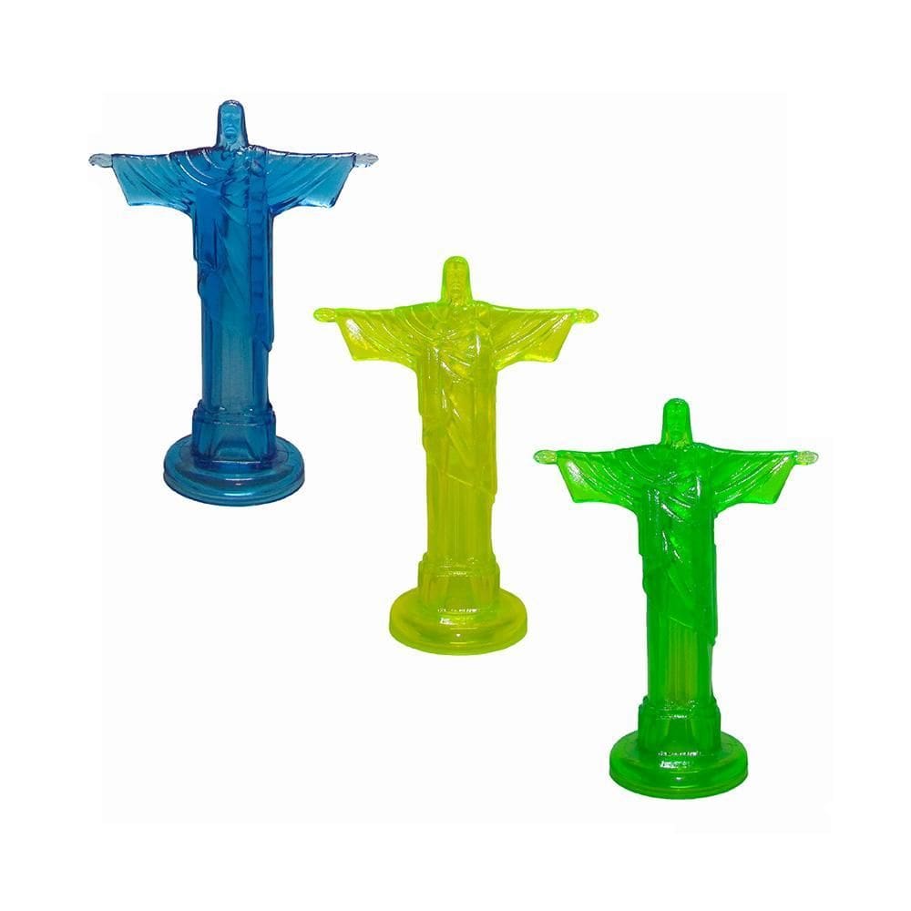 Kit 3 Cristo Redentor Coloridos Neon Amarelo, Azul E Verde