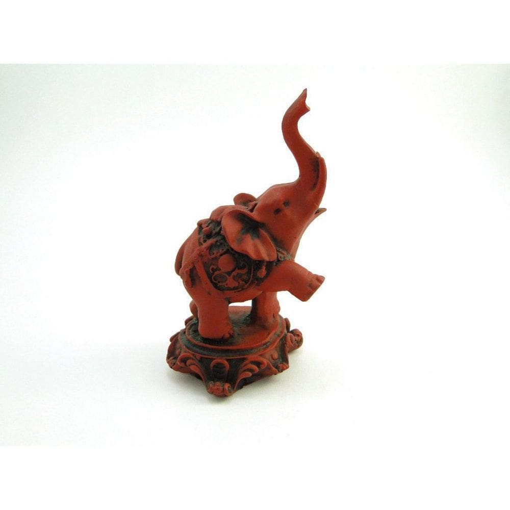 Estátua Elefante Picadeiro Cor Vermelho Resina 15 Cm