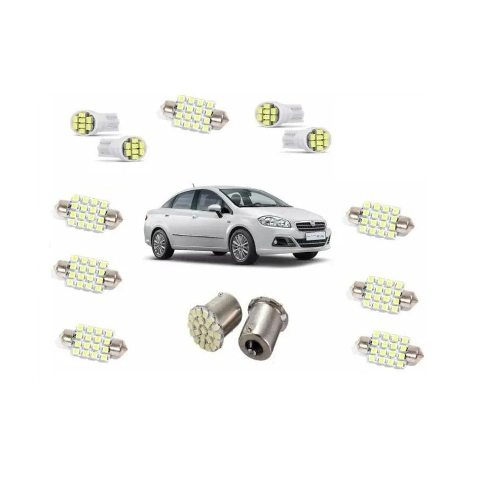 Kit Led`S Fiat Linea 2008 Á 2016 Re Placa Teto Luvas Malas