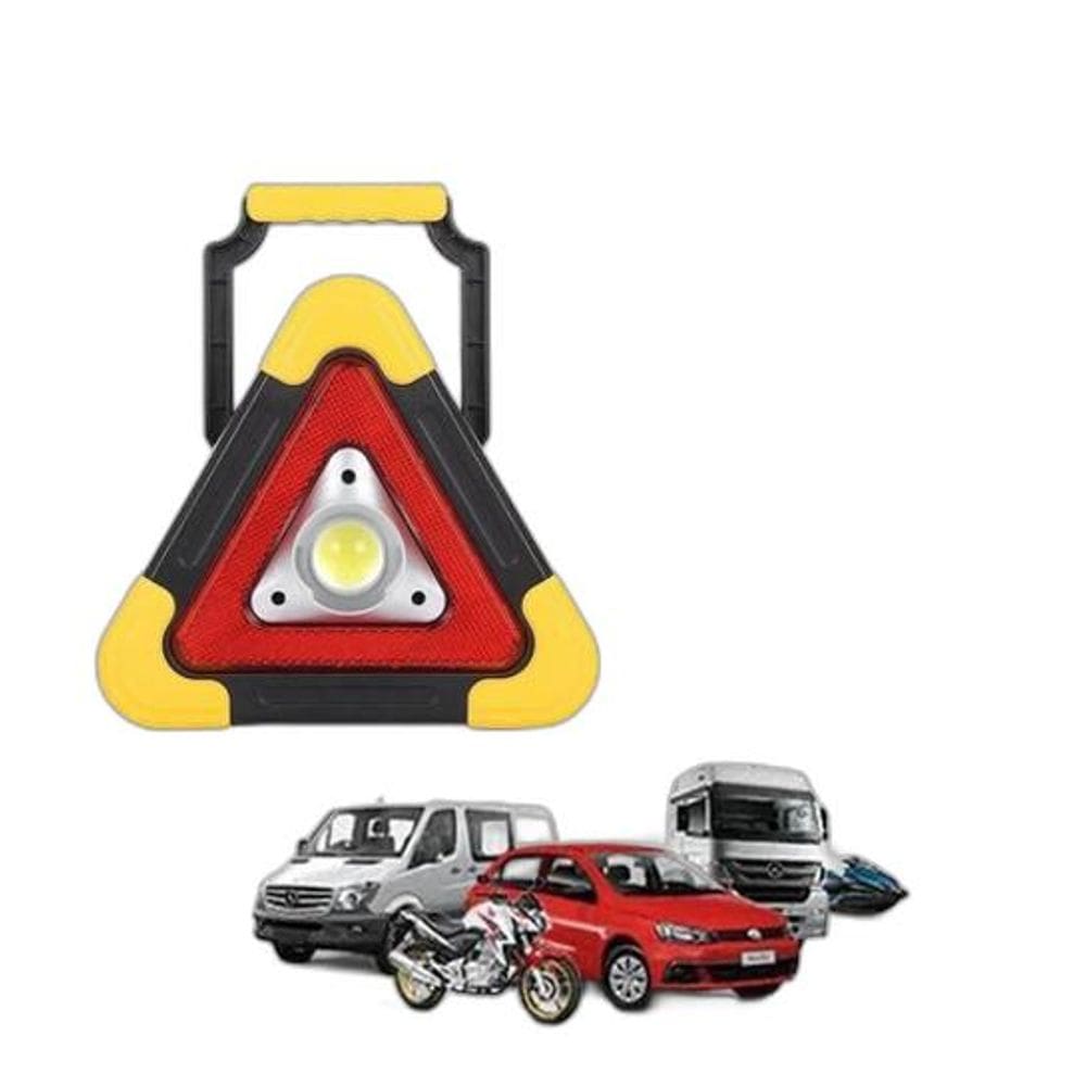 Triângulo Carro Led Luz Solar Sinalizador Emergência