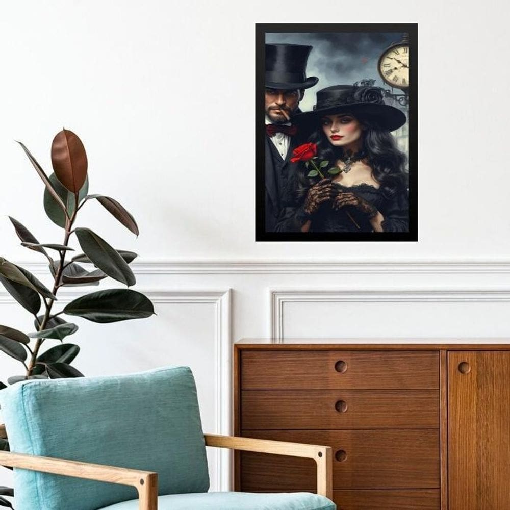 Quadro Exu Meia-Noite E Dama Da Noite 24X18Cm - Com Vidro