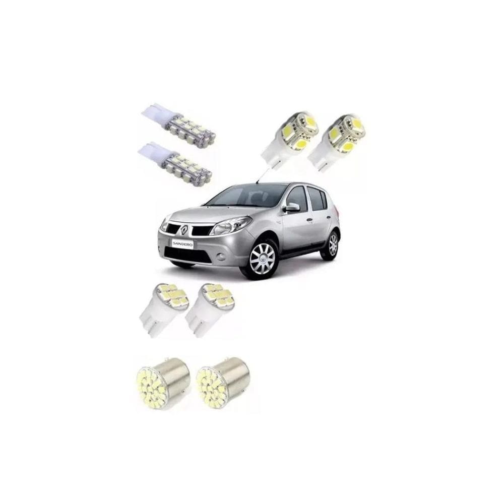 Kit Lampadas Led Renault Sandero Teto Placa Ré Farolete