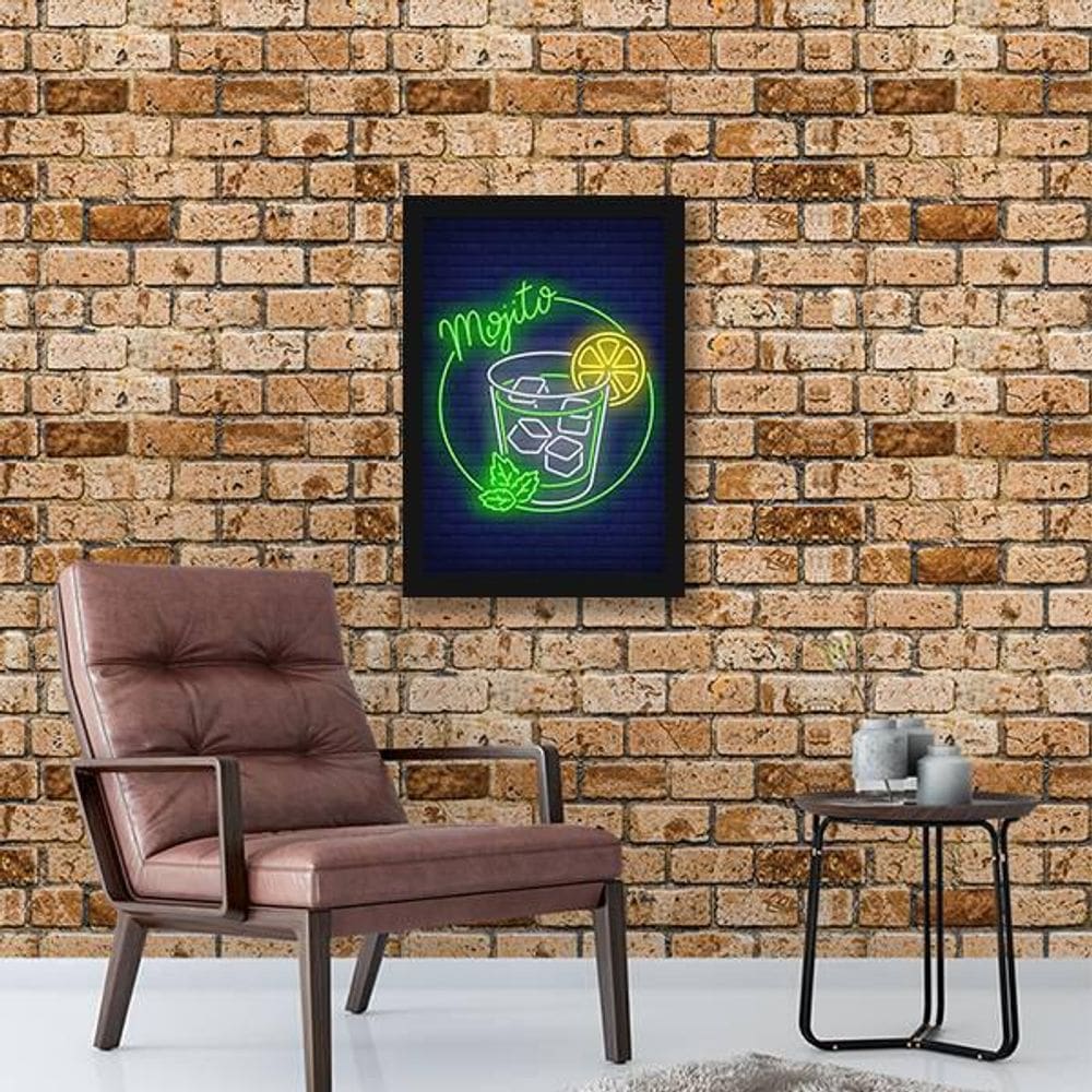 Quadro Decorativo Mojito Simulando Neon 45x34cm