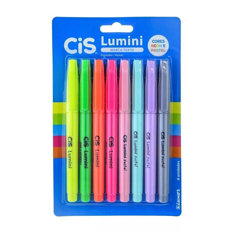 Conjunto de Marca-Texto Lumini - 8 Cores - Cis