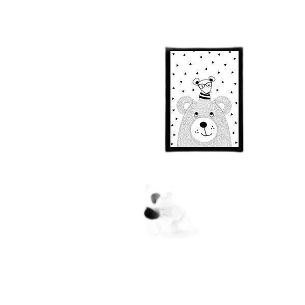 Quadro Decorativo Bichinhos Escandinavos Moldura Preta