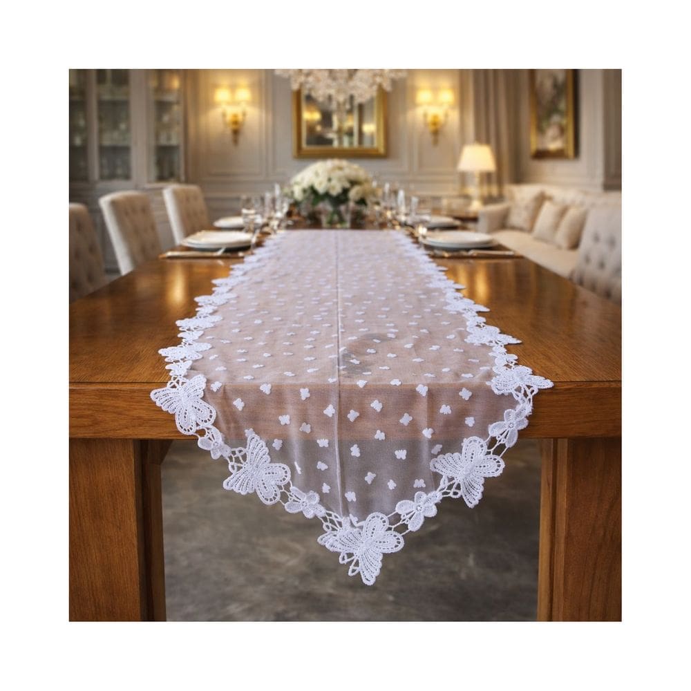 Trilho Caminho De Mesa Renda Guipir Luxo 1,80 X 0,40m Branco