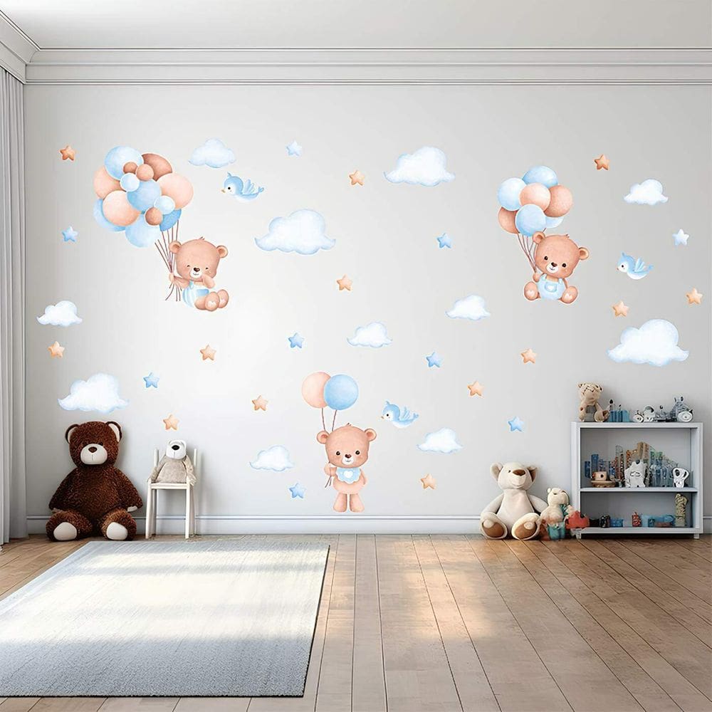 Adesivo De Parede Ursinho E Balões