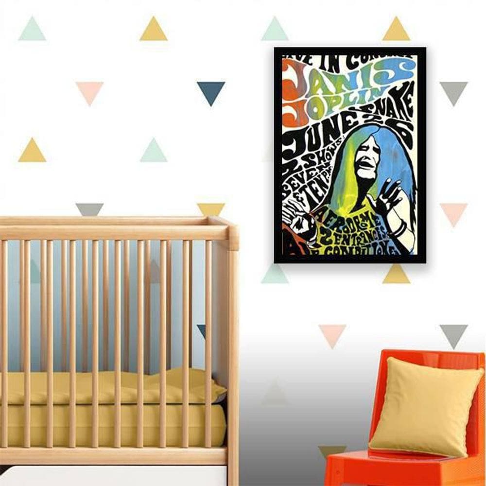 Quadro Decorativo Janis Joplin 34X23Cm - Moldura Branca