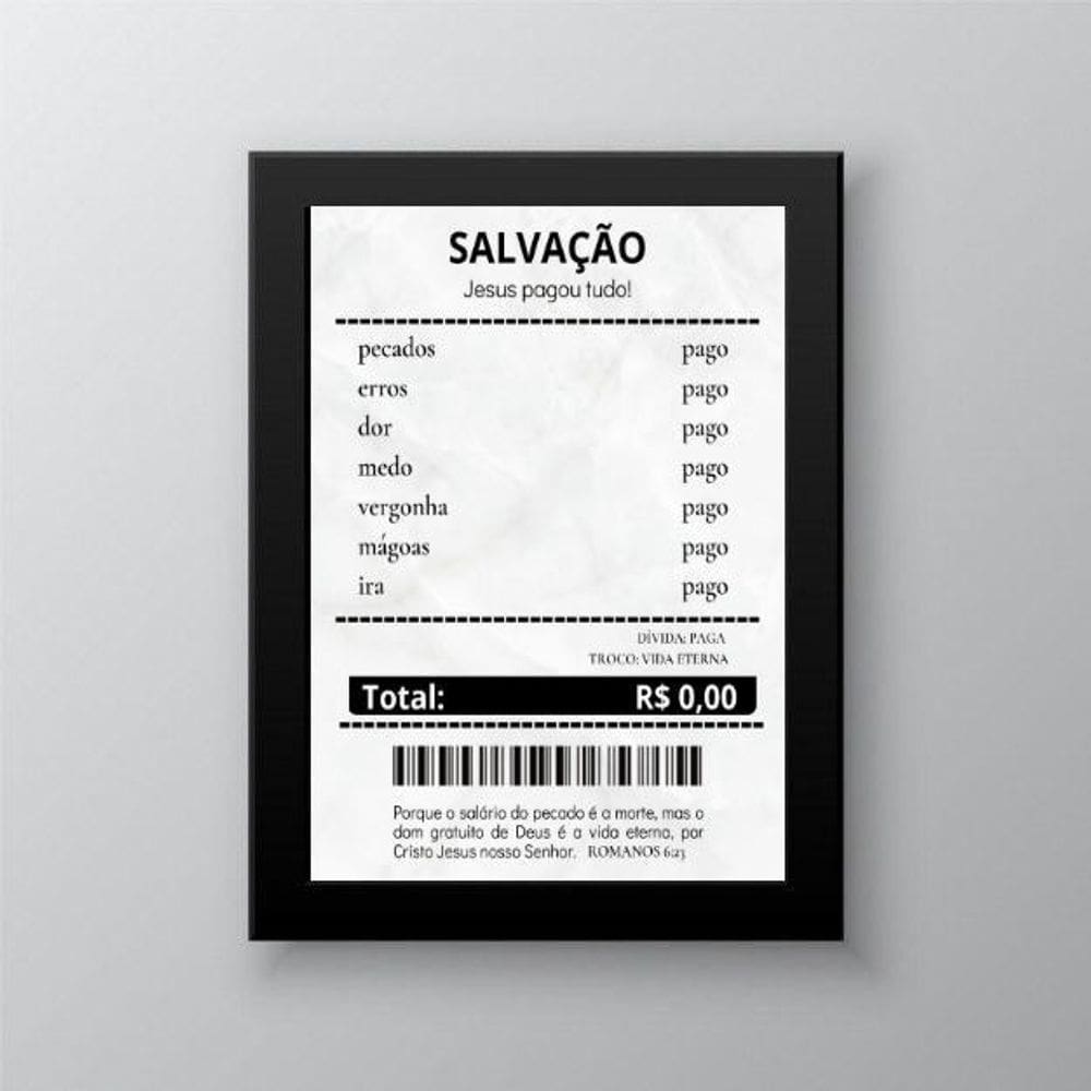 Quadro Decorativo Evangélico Recibo 33X24Cm