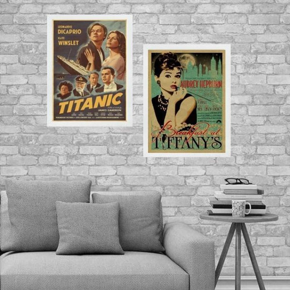 Kit 2 Quadros Cartazes Filmes Antigos 45X34Cm