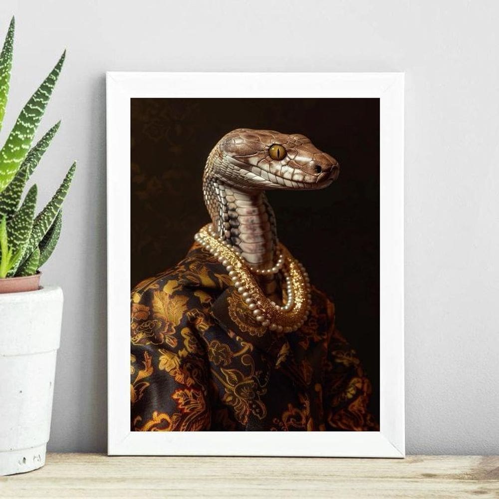 Quadro Decorativo Senhora Cobra 24X18Cm - Com Vidro