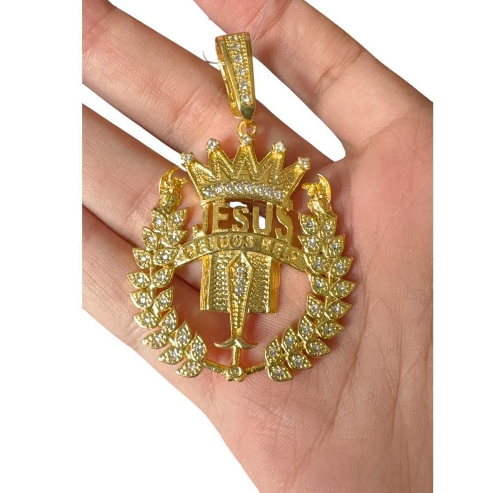 Pingente Jesus Coroa - Banhado A Ouro 18K