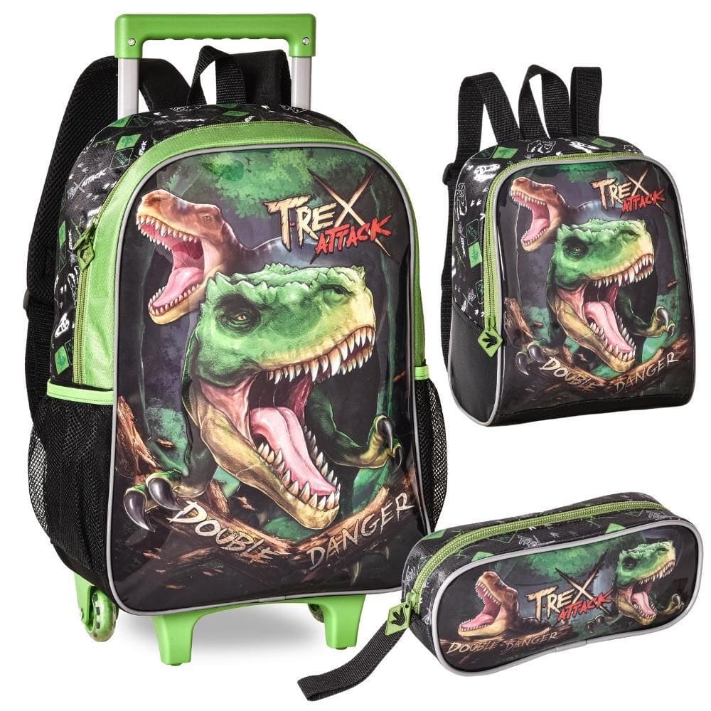 Kit Mochila De Rodinhas T-Rex Attack Verde Clio Tx3460K
