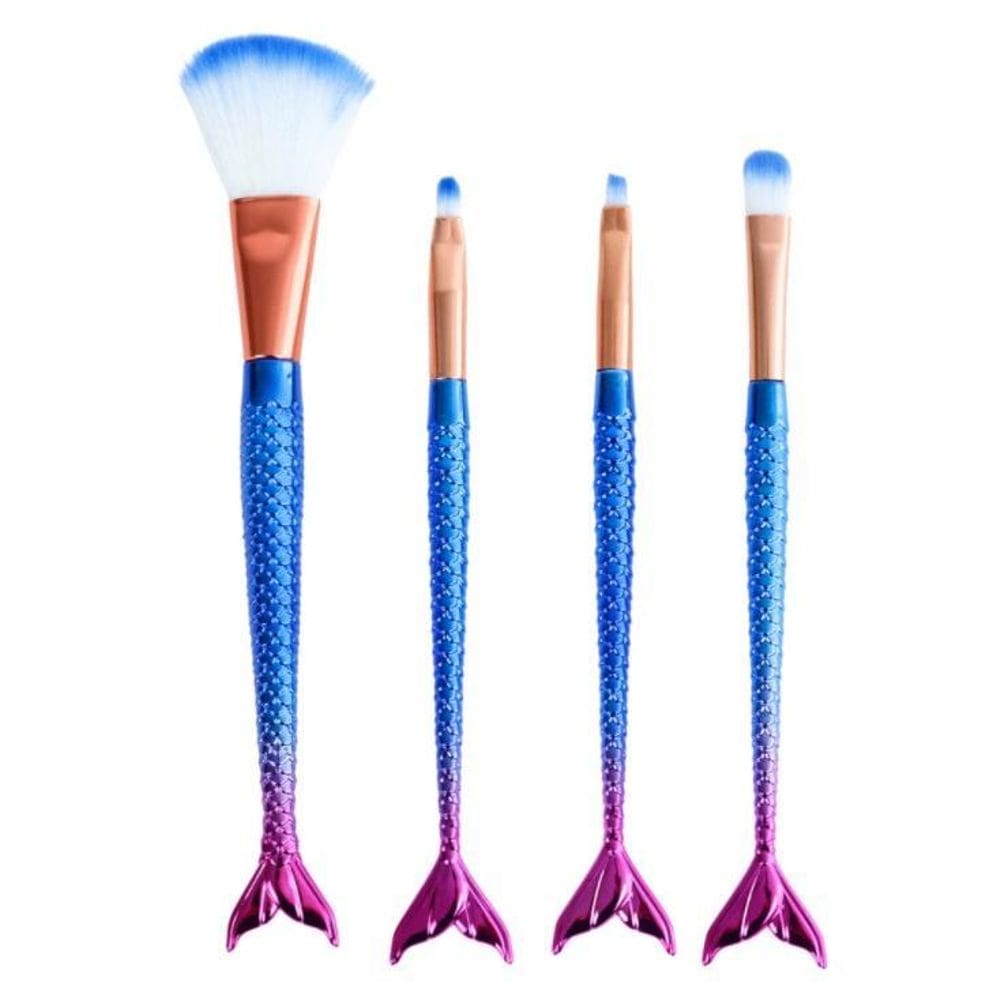 Pincéis De Sereia Kit Com 4 Unidades - Azul Escuro