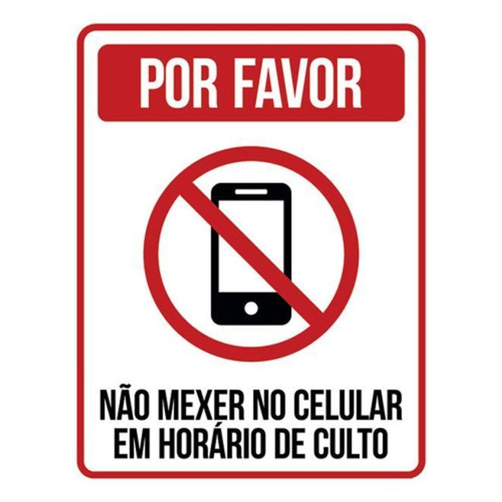 Kit 10 Placa Favor Mexer No Celular Horário Culto 36X46